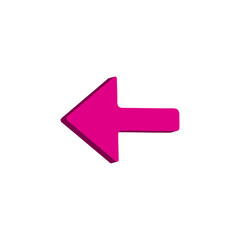 Left Arrow 3D Icon for Navigation, Back & Direction App UI Design &ndash; Vibrant Pink Glossy Symbol &ndash; Transparent Background