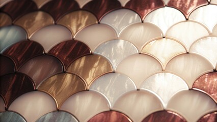 Shimmering metallic scales in shades of gold, silver, and copper create a luxurious texture