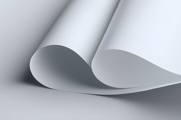 Close Up of White Curled Paper Sheets with Soft Lighting for Design and Printing Projects