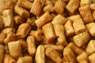 Fototapeta premium traditional Indonesian snacks, crispy and tasty Onion Cake or Ketapang Seeds