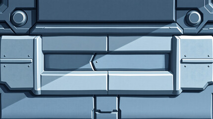 Stylized Hand-Painted Sci-Fi Metal Wall Trim Panel Texture with Clean Highlights