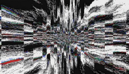 Vibrant digital glitch art with colorful distortions and abstract patterns