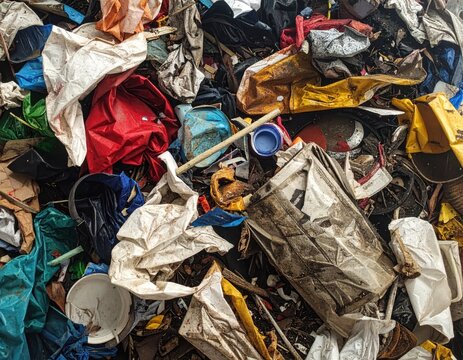 Piles of Mixed Waste Materials in an Urban Refuse Site