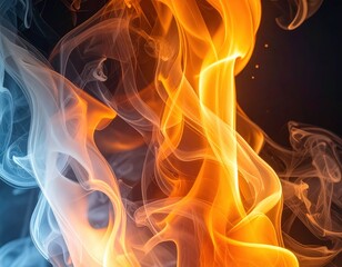 Fototapeta premium Colorful Flames and Smoky Swirls Creating Dynamic Abstract Art