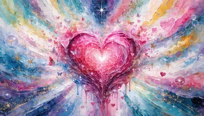 Vibrant heart artwork with colorful wings and butterflies