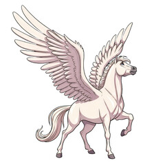 Majestic White Pegasus Flying, Isolated Subject