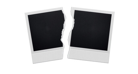 Torn Polaroid photos with blank black spaces for creative expression