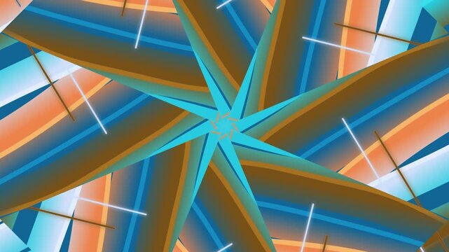 Dynamic Abstract Pattern of Intertwined Colorful Starbursts with Neon Glow