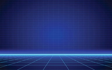 Neon grid background with blue light accent