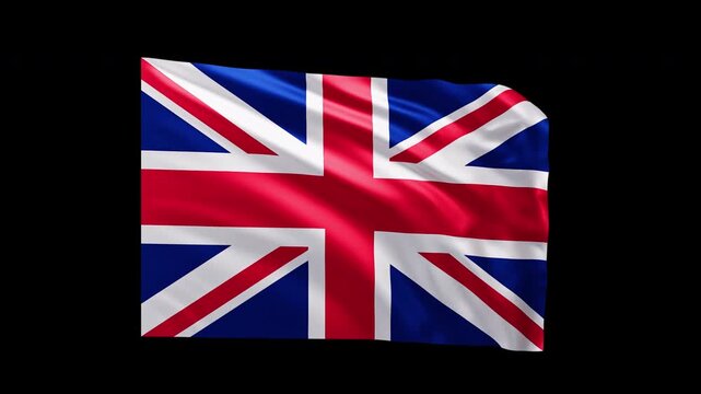 British Flag Seamless Loop Animation on Transparent Background, 4K Realistic Motion for Overlay
