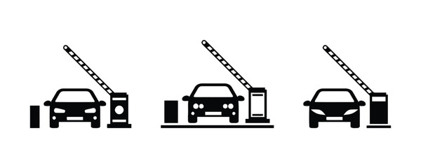 Car entering parking barrier gate icons © Rifat