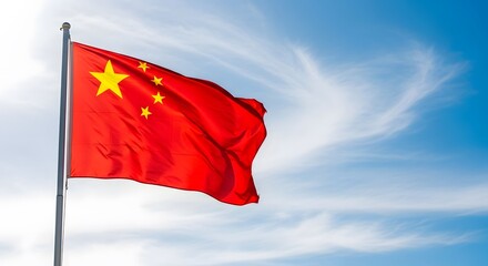 Labor day celebrations under chinese flag waving high