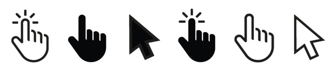 Obraz premium Click icons mouse cursor pointer finger hand gesture click symbol