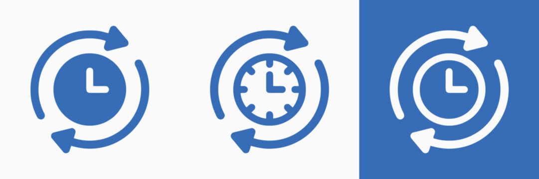 Clock with circular arrows icon showing time passing or refresh function