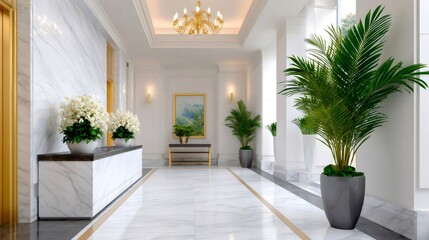 Fototapeta premium Luxury hotel lobby with elegant marble interior design