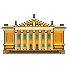 Classical government building with columns and pediment. Illustration. Object isolated on white background.