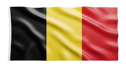 Obraz premium The flag of belgium waving gently isolated on transparent background with black, yellow, and red colors