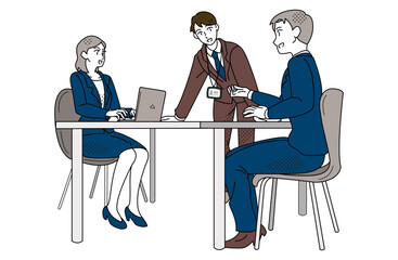 Mixed Gender Business Brainstorming Meeting at Office Desk