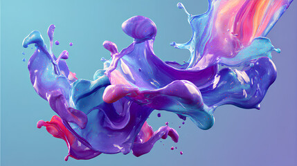 Title: Vibrant colorful liquid splash with purple and blue gradients Stock Illustration