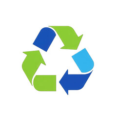 Vibrant Green and Blue Recycling Symbol Icon. Transparent PNG with alpha channel.