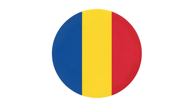 The flag of romania in a circular shape on a transparent background