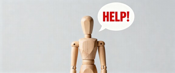Wooden Mannequin Calling for Assistance