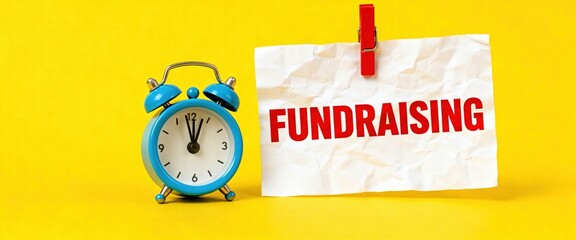 Fundraising Concept with Alarm Clock and Paper Note
