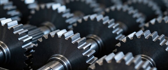 Industrial Gears Mechanism Closeup