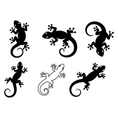 Lizard and Reptile Silhouette Pack - Gecko Wildlife and Amphibian Animal Vector Illustration Set