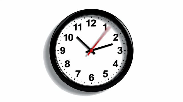 Title: Dynamic analog wall clock with fast moving hands for business and deadline concepts