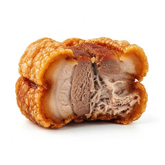 Crispy Pork Belly Slice with Golden Crackling on White