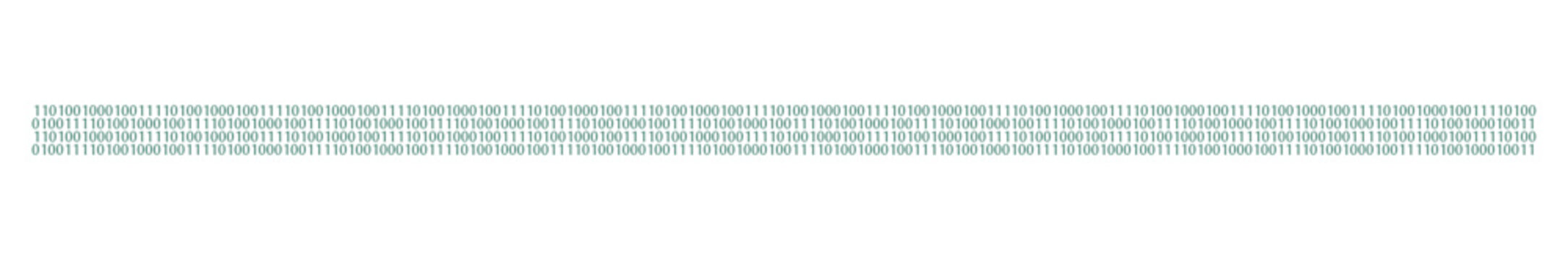 Horizontal band of binary code characters on transparent background