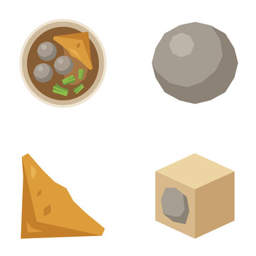 Bakso Malang Meatball Soup and Wonton Icon Set