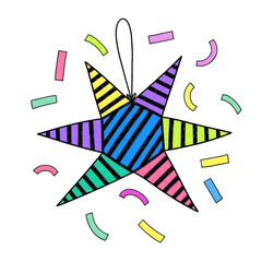 Star Shaped Pinata with Colorful Confetti Decoration