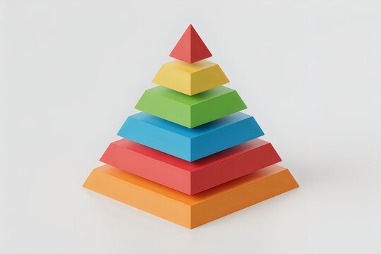 Five layer colorful pyramid diagram on white background layered orange