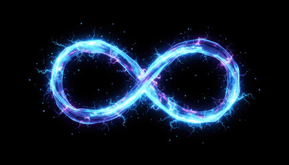 Glowing Blue Infinity Symbol with Electric Plasma and Energy Sparks
