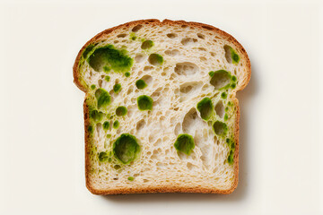 Slice of Sourdough Bread with Green Pesto Swirls and Air Pockets