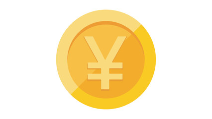 Obraz premium Yen symbol on gold coin flat style. Chinese yuan or Japanese yen currency symbol on a gold coin, money sign flat style vector illustration isolated on white background. 
