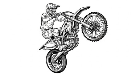 Motocross rider performing a wheelie on a dirt bike. © Vita