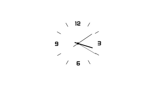 A simple clock face with black lines and numbers on a white background
