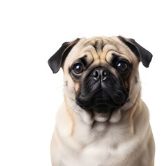 Studio Portrait of Pug Dog on White Background