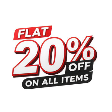 Limited time offer of twenty percent discount on all products available. isolated on transparent background, illustration