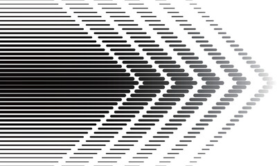 角が丸いボーダー柄でできたグラデーションがかった右向きの矢印のハーフトーン