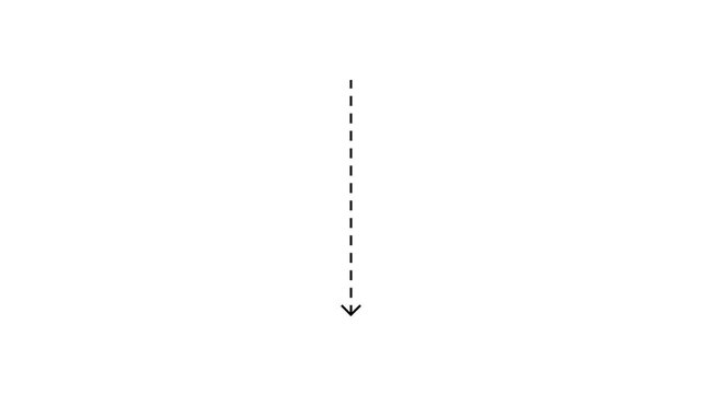Directional Down Arrow with Dotted Straight Line Animation in 4k on White Background