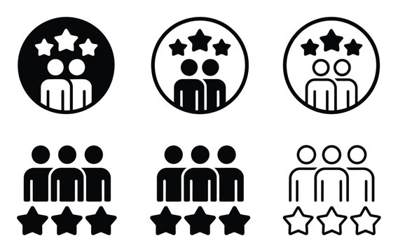 Collection of Star Rating Icons Featuring Groups of People