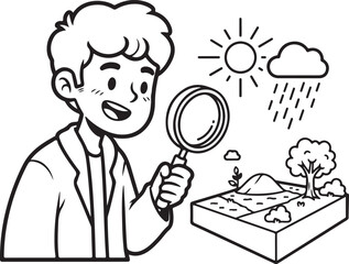 Meteorologist Character Studying Weather Patterns and Climate Change Science Illustration