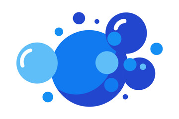 A vector graphic illustration of blue bubbles in various sizes on a white background