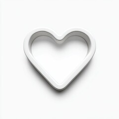 Gleaming white heart outline on a seamless white background