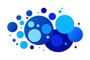 A vibrant blue vector graphic illustration of various sized circles on a white background