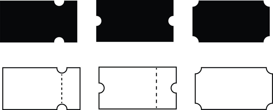 Ticket Stub Icon Set Vector Illustration for Event and Cinema Pass Design